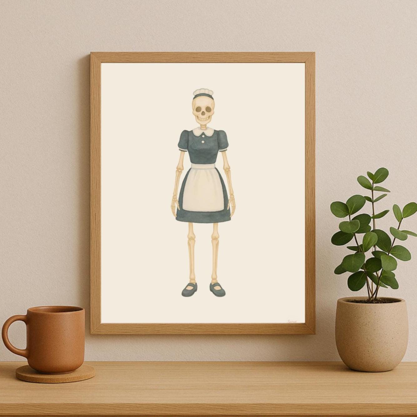 Bonehilda Wall Art Print – Sims-Inspired Skeleton Poster