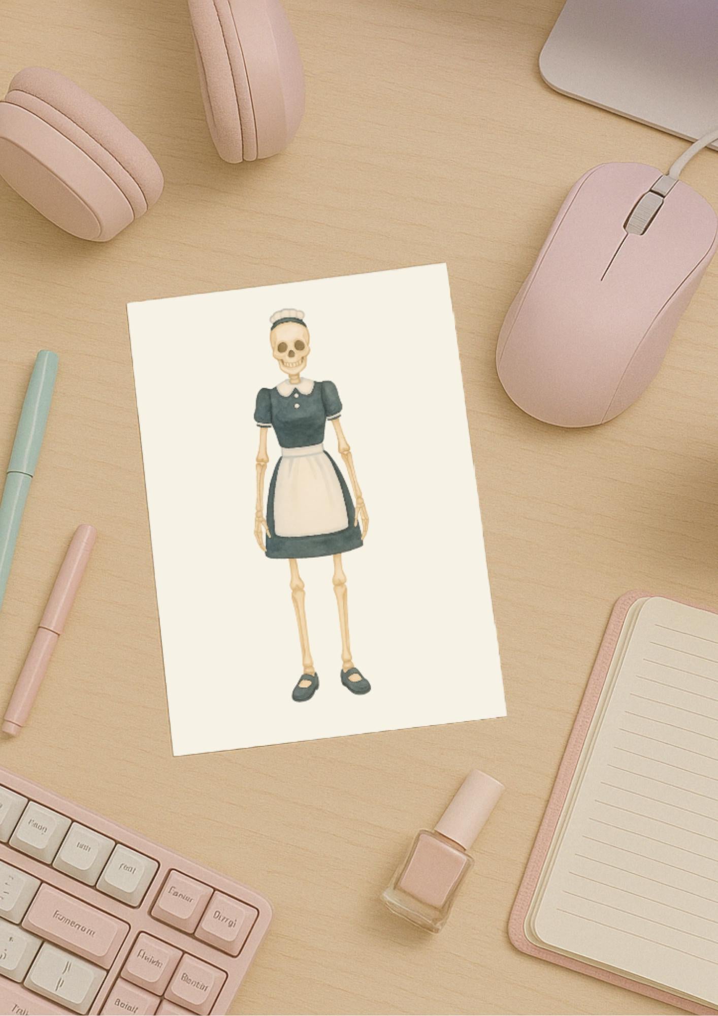 Bonehilda Wall Art Print – Sims-Inspired Skeleton Poster