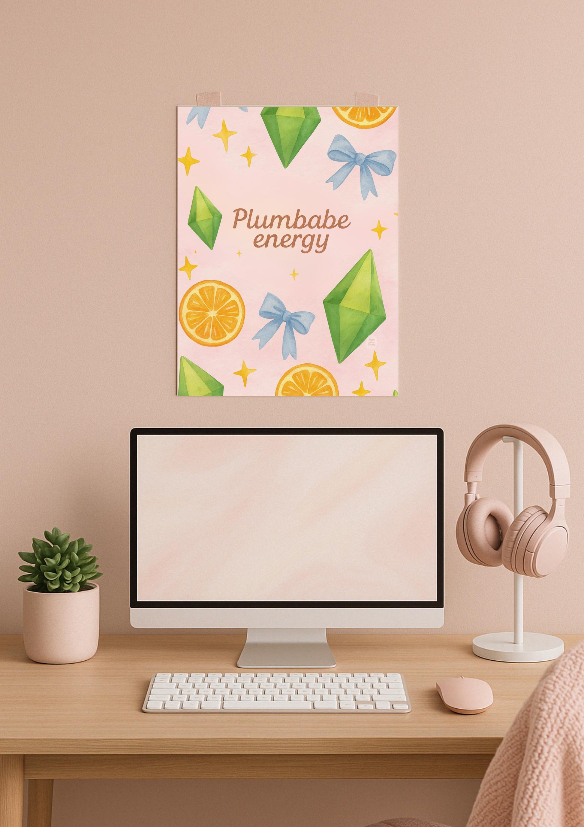 Plumbabe Pastel Wall Art Print – Sims-Inspired Gamer Girl Decor