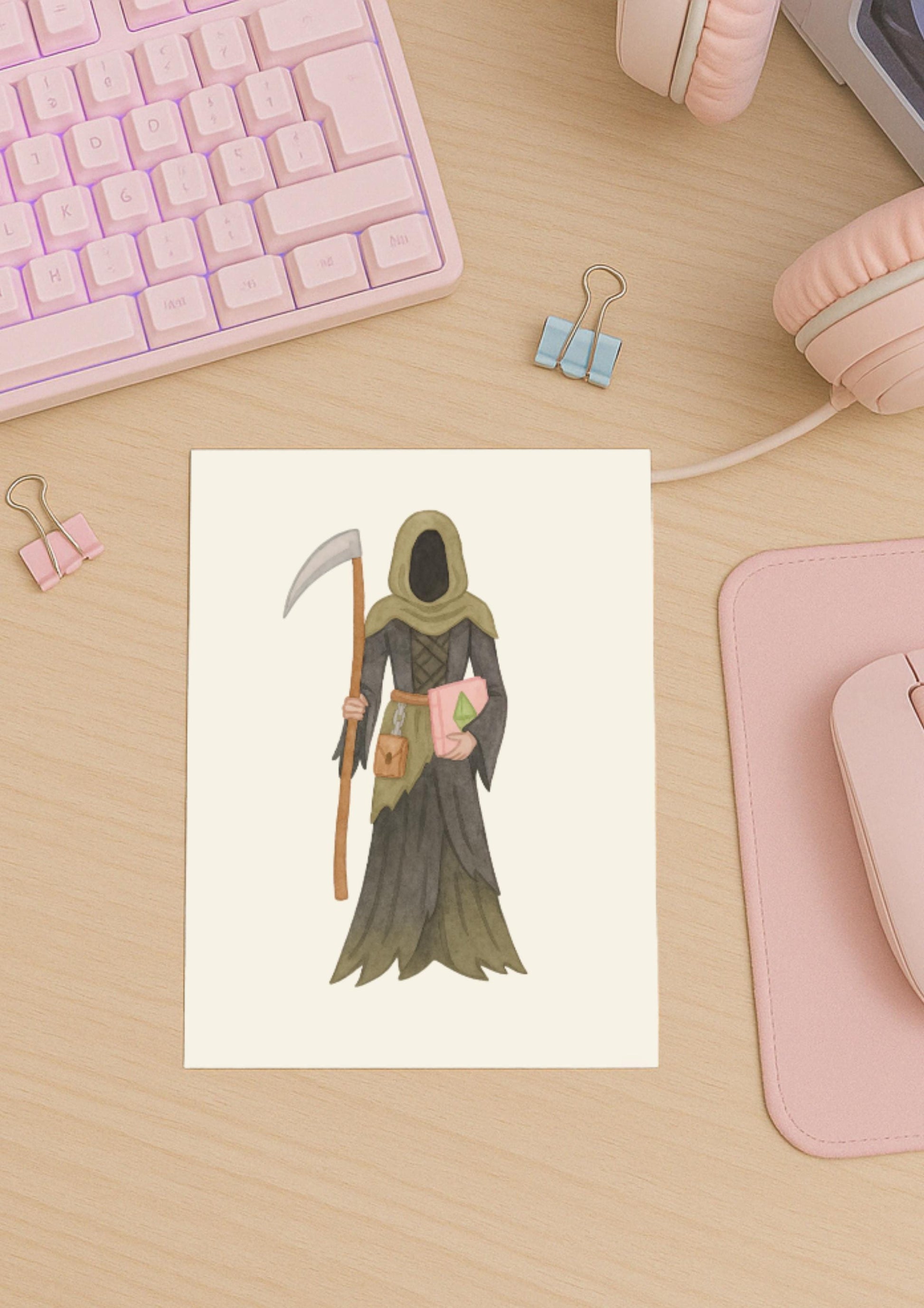 Grim Pastel Wall Art Print – Sims-Inspired Gamer Decor
