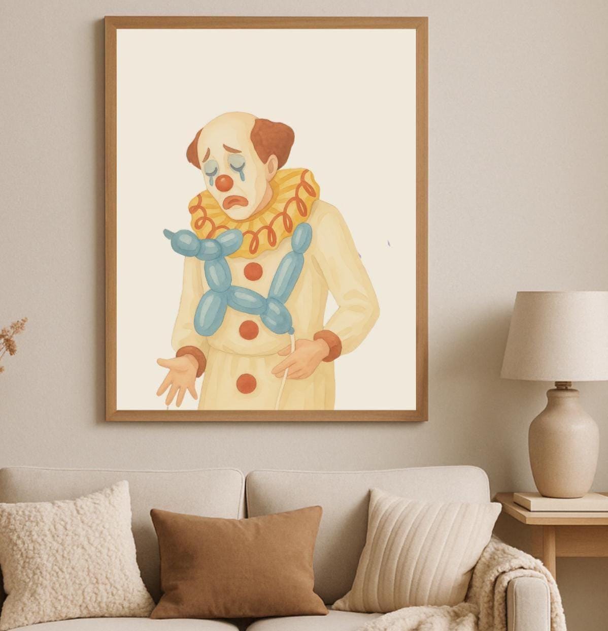 The Tragic Clown Wall Art Print – Sims-Inspired Gamer Decor
